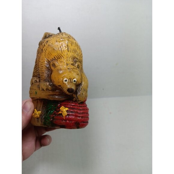 Vintage 1978 Bear And Honey Jar Wax Candle Country Cottagecore Kitch - Picture 2 of 6